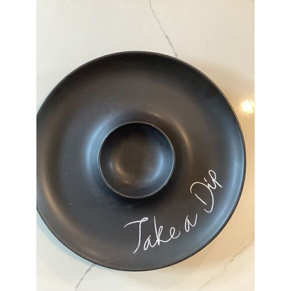 Pier One Imports Soho Ceramic Stoneware Take A Dip Black Serving Dish - Picture 1 of 5